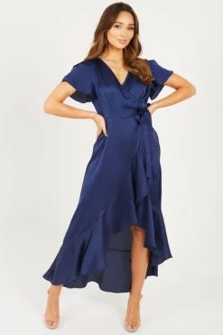 Quiz Blue Satin Wrap Maxi Dress -Quiz Store Online unnamed file 281