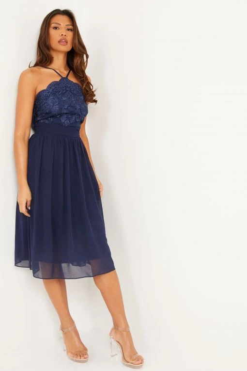 Quiz Blue Halterneck Midi Dress -Quiz Store Online unnamed file 283