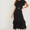Quiz Black Frill Hem Maxi Dress