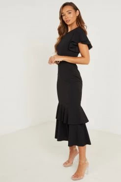 Quiz Black Frill Hem Maxi Dress -Quiz Store Online unnamed file 296