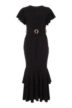 Quiz Black Frill Hem Maxi Dress -Quiz Store Online unnamed file 300