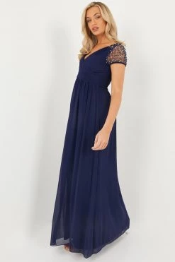 Quiz Blue Wrap Embellished Maxi Dress -Quiz Store Online unnamed file 302