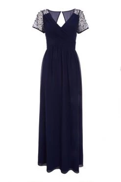 Quiz Blue Wrap Embellished Maxi Dress -Quiz Store Online unnamed file 304