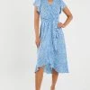 Quiz Blue Animal Print Wrap Midi Dress