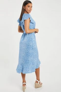 Quiz Blue Animal Print Wrap Midi Dress -Quiz Store Online unnamed file 313