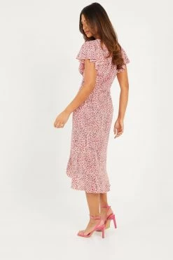 Quiz Pink Animal Print V Neck Midi Dress With Frill -Quiz Store Online unnamed file 32