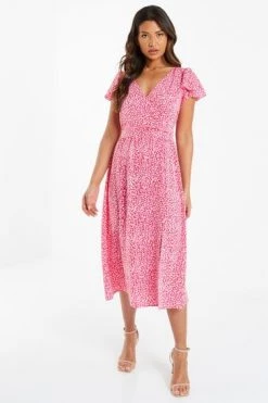 Quiz Pink Animal Print Midi Dress -Quiz Store Online unnamed file 322