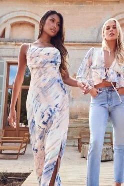 Quiz Blue Marble Print Strappy Midaxi Dress -Quiz Store Online unnamed file 324