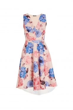 Quiz Pink & Blue Floral Dip Hem Dress -Quiz Store Online unnamed file 328
