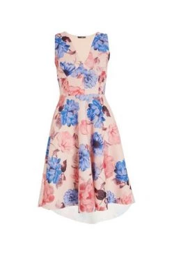 Quiz Pink & Blue Floral Dip Hem Dress -Quiz Store Online unnamed file 330