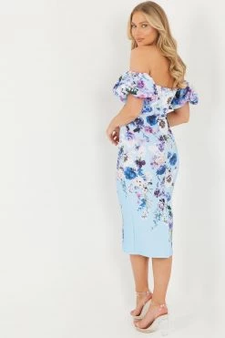Quiz Blue Bardot Floral Midi Dress -Quiz Store Online unnamed file 333