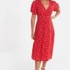 Quiz Red Ditsy Print Midi Dress