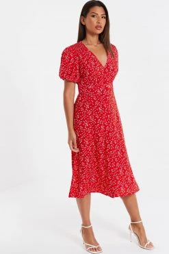 Quiz Red Ditsy Print Midi Dress -Quiz Store Online unnamed file 339