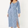 Quiz Blue Smudge Spot Print Midi Dress