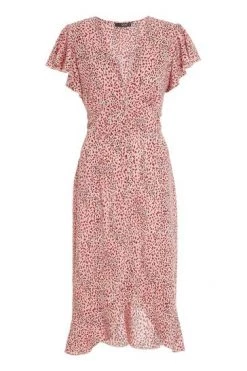 Quiz Pink Animal Print V Neck Midi Dress With Frill -Quiz Store Online unnamed file 35