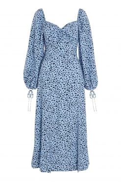 Quiz Blue Smudge Spot Print Midi Dress -Quiz Store Online unnamed file 352