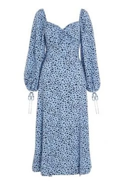 Quiz Blue Smudge Spot Print Midi Dress -Quiz Store Online unnamed file 354
