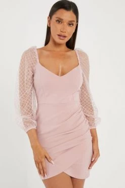Quiz Pink Ruched Glitter Dress -Quiz Store Online unnamed file 366