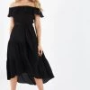 Quiz Black Bardot Dip Hem Dress