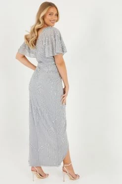 Quiz Grey Sequin Wrap Batwing Maxi Dress -Quiz Store Online unnamed file 38