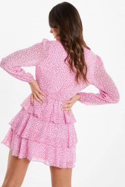 Quiz Pink Polka Dot Wrap Skater Dress -Quiz Store Online unnamed file 381