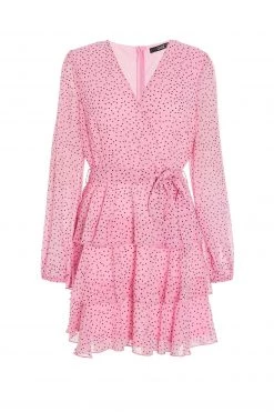 Quiz Pink Polka Dot Wrap Skater Dress -Quiz Store Online unnamed file 382