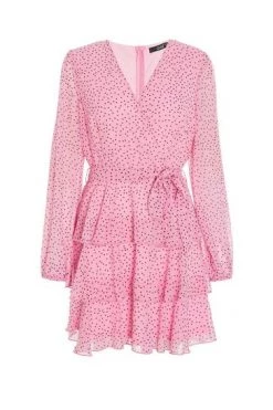 Quiz Pink Polka Dot Wrap Skater Dress -Quiz Store Online unnamed file 384