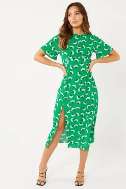 Quiz Green Floral Midi Dress