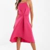 Quiz Pink Strappy Dip Hem Dress