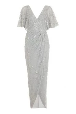 Quiz Grey Sequin Wrap Batwing Maxi Dress -Quiz Store Online unnamed file 41