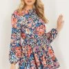 Quiz Pink Floral Belted Skater Dress