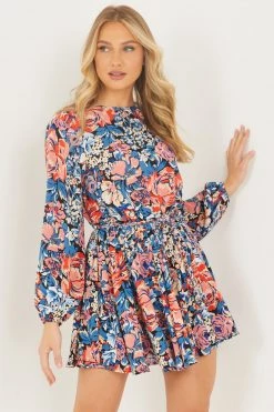 Quiz Pink Floral Belted Skater Dress