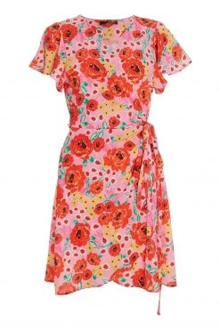 Quiz Pink Floral Wrap Skater Dress -Quiz Store Online unnamed file 428