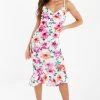 Quiz Cream Multi Floral Bodycon Midi Dress