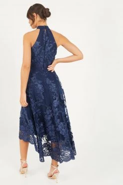 Quiz Blue Embroidered Dip Hem Dress -Quiz Store Online unnamed file 44