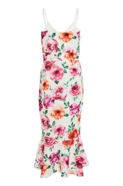 Quiz Cream Multi Floral Bodycon Midi Dress -Quiz Store Online unnamed file 441