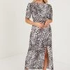 Quiz Brown Animal Print Midi Dress