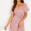 Quiz Pink Animal Print Sweetheart Skater Dress