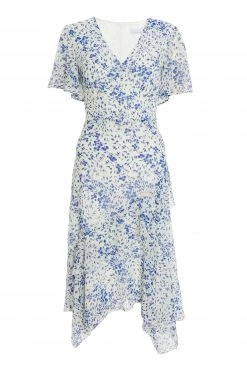 Quiz White & Blue Floral Frill Midi Dress -Quiz Store Online unnamed file 470