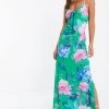 Quiz Green Multi Floral Strappy Maxi Dress