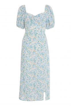 Quiz Blue Ditsy Floral Tie Back Midi Dress -Quiz Store Online unnamed file 482