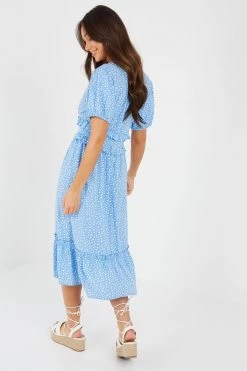 Quiz Blue Floral Frill Midi Dress -Quiz Store Online unnamed file 493