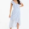 Quiz Light Blue Chiffon Wrap Midi Dress