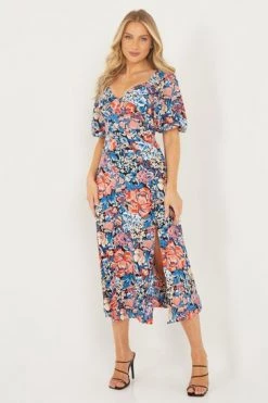 Quiz Black Floral Split Front Midi Dress -Quiz Store Online unnamed file 503