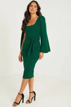 Quiz Green Scuba Crepe Tie Belt Midi Dress -Quiz Store Online unnamed file 513