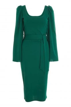 Quiz Green Scuba Crepe Tie Belt Midi Dress -Quiz Store Online unnamed file 514