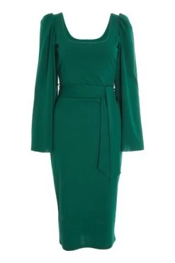 Quiz Green Scuba Crepe Tie Belt Midi Dress -Quiz Store Online unnamed file 516