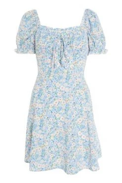 Quiz Blue Ditsy Floral Tie Front Skater Dress -Quiz Store Online unnamed file 522