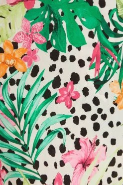 Quiz Cream & Multi Tropical Print Wrap Skater Dress -Quiz Store Online unnamed file 533