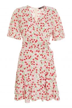 Quiz Pink & White Ditsy Print Wrap Skater Dress -Quiz Store Online unnamed file 538